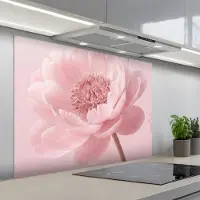 KitchenYeah Spatscherm 100x75 cm - Zelfklevende achterwand Bloem - Pioenroos - Roze - Keuken muurbeschermer - Spatwand fornuis