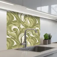 KitchenYeah Keuken achterwand 80x80 cm - Spatscherm zelfklevend Abstract - Textuur - Groen - Muurbeschermer - Spatwand fornuis