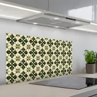 KitchenYeah Spatscherm 100x50 cm - Zelfklevende achterwand Patroon - Tegel - Groen - Keuken muurbeschermer - Spatwand fornuis