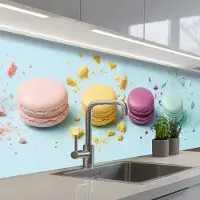 KitchenYeah Keuken achterwand 300x80 cm - Spatscherm zelfklevend Macarons - Kleurrijk - Pastel - Muurbeschermer - Spatwand fornuis