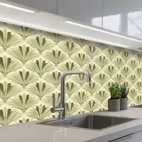 KitchenYeah Keuken achterwand 150x60 cm - Spatscherm zelfklevend Klassiek - Waaier - Groen - Muurbeschermer - Spatwand fornuis
