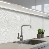 KitchenYeah Keuken achterwand 500x80 cm - Spatscherm zelfklevend Golven - Ribbels - Wit - Muurbeschermer - Spatwand fornuis