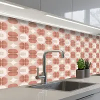 KitchenYeah Keuken achterwand 200x80 cm - Spatscherm zelfklevend Retro - Klassiek - Roze - Muurbeschermer - Spatwand fornuis