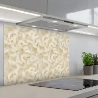 KitchenYeah Spatscherm 90x60 cm - Zelfklevende achterwand Abstract - Lijnen - Beige - Keuken muurbeschermer - Spatwand fornuis