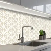 KitchenYeah Keuken achterwand 500x80 cm - Spatscherm zelfklevend Motief - Modern - Beige - Muurbeschermer - Spatwand fornuis