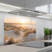 KitchenYeah Spatscherm 80x60 cm - Zelfklevende achterwand Duinen - Strand - Zee - Keuken muurbeschermer - Spatwand fornuis