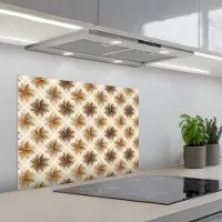 KitchenYeah Spatscherm 70x55 cm - Zelfklevende achterwand Geografisch - Patroon - Bruin - Keuken muurbeschermer - Spatwand fornuis
