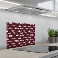 KitchenYeah Spatscherm 60x45 cm - Zelfklevende achterwand Vissen - Grafisch - Patroon - Donker - Keuken muurbeschermer - Spatwand fornuis