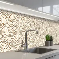 KitchenYeah Keuken achterwand 500x60 cm - Spatscherm zelfklevend Minimalistisch - Patroon - Terracotta - Muurbeschermer - Spatwand fornuis
