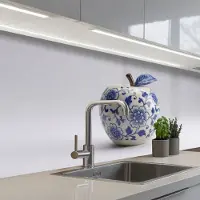 KitchenYeah Keuken achterwand 200x80 cm - Spatscherm zelfklevend Appel - Blauw - Klassiek - Muurbeschermer - Spatwand fornuis
