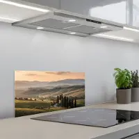 KitchenYeah Spatscherm 60x30 cm - Zelfklevende achterwand Toscaans - Landschap - Heuvels - Keuken muurbeschermer - Spatwand fornuis