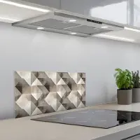 KitchenYeah Spatscherm 70x30 cm - Zelfklevende achterwand Geometrisch - Motief - Aardetinten - Keuken muurbeschermer - Spatwand fornuis