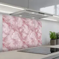 KitchenYeah Spatscherm 80x55 cm - Zelfklevende achterwand Roze - Kwartsmarmer - Aders - Keuken muurbeschermer - Spatwand fornuis