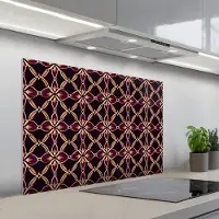 KitchenYeah Spatscherm 100x65 cm - Zelfklevende achterwand Symmetrisch - Tegel - Burgundy - Keuken muurbeschermer - Spatwand fornuis