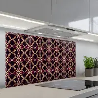 KitchenYeah Spatscherm 120x60 cm - Zelfklevende achterwand Symmetrisch - Tegel - Burgundy - Keuken muurbeschermer - Spatwand fornuis