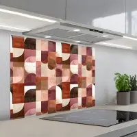 KitchenYeah Spatscherm 80x60 cm - Zelfklevende achterwand Geometrie - Modern - Retro - Keuken muurbeschermer - Spatwand fornuis
