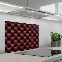KitchenYeah Spatscherm 70x50 cm - Zelfklevende achterwand Leer - Patroon - Bordeaux - Keuken muurbeschermer - Spatwand fornuis