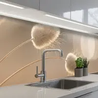 KitchenYeah Keuken achterwand 300x60 cm - Spatscherm zelfklevend Hazestaartgras - Graanharen - Zonlicht - Muurbeschermer - Spatwand fornuis