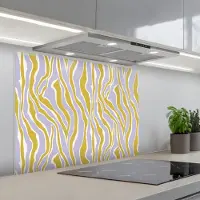 KitchenYeah Spatscherm 90x70 cm - Zelfklevende achterwand Zebra - Modern - Meerkleurig - Keuken muurbeschermer - Spatwand fornuis