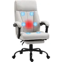 Vinsetto -Massage-Bürostuhl-Polyester, Stahl-65L x 74B x 111-119H cm-Hellgrau
