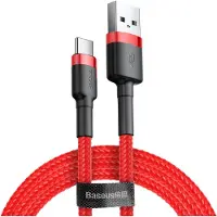 Baseus Duurzame, flexibele USB-C QC3.0-kabel 2A 2M rood