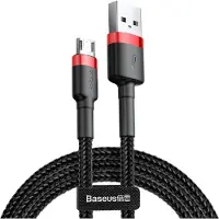 Baseus - Universele USB naar Micro USB kabel - Geschikt voor o.a. Samsung en andere apparaten - 2 Meter - 1.5A - Zwart/Rood