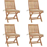 The Living Store Tuinstoelenset - Teakhout - Beige kussen - 46.5 x 58 x 88 cm - Inklapbaar