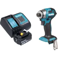 Makita DTD 173 SM1 accu slagmoersleutel 18 V 180 Nm 1/4" borstelloos + 1x oplaadbare accu 4.0 Ah + lader