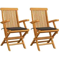 The Living Store De Living Store tuinstoelen met taupe kussens, 2 stuks. Gemaakt van massief teakhout