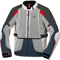 IXS Tourster-BigAir 1.0, stoffen jas ,Lichtgrijs/Donkerblauw/Rood ,L