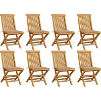 The Living Store Teak Hout - Tuinstoelen - Tuinstoelen 8 st met beige kussens massief teakhout - Buitendining - Lounge Set - Balkonset