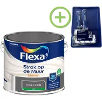 Flexa Voordeelpakket Strak Op De Muur Muurverf - Mat - Antracietgrijs - 2,5 Liter + Muurverf Roller - 5 Delig