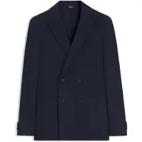BOSS Double-breasted slim-fit blazer van katoen met patroon