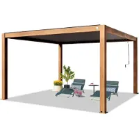 TOOLPORT Pergola 4x4 m, lamellendak, laklaag met houtoptiek