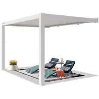 PRIMEYARD Muurpergola 3x4 m in wit, met lamellendak in wit