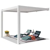 PRIMEYARD Muurpergola 3x3 m in wit, met lamellendak in wit