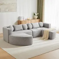 STILVORA Slaapbank 292 x 165 cm - Modulair Met Slaapfunctie En Zonder Montage - Voor Woonkamer En Slaapkamer - Chenille Grijs