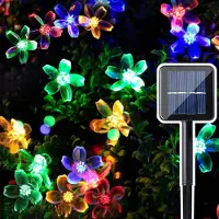 Feilicious Zonnestroom lichtslinger, kleurrijk, LED-lampjes in de vorm van bloemen, 5 meter, E0267