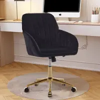 OKWISH Bureaustoel Verstelbaar 50-59 Cm - Ergonomisch En 360 Graden Draaibaar - Voor Kantoor Of Slaapkamer - Fluweel - Zwart