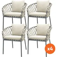 Van der Garde Tuinmeubelen Set van 4 - Sara dining tuinstoelen - Rope/Antraciet
