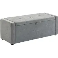 HOMCOM -Opbergpoef-Linnen (100% polyester), Schuim-122 x 48 x 44 cm-Lichtgrijs