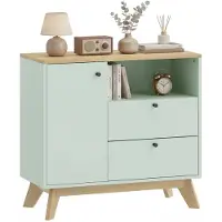 HOMCOM Dressoir - MDF - 80 x 35 x 76,3 cm - Lichtgroen en eikenhout
