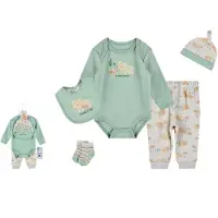 VBM babykleding - 5-delige set - rompertje-broekje-muts-kousjes-slabbetje - 3-6 maand
