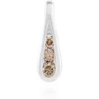 Cavill - Zilveren Hanger 925 Sterling Zilver - I2 Champagne Diamant Totaal 0,18 ct - Ronde Briljant - Luxe Dames Sieraad Gerhodineerd 15x5 mm