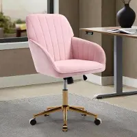 STILVORA Bureaustoel - Ergonomische Draaistoel - Verstelbare Zithoogte - Voor Kantoor En Slaapkamer - Fluweel Roze