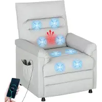 HOMCOM Massage Relaxbank - Fluweel (100% polyester) - 82x99x106cm - Lichtgrijs