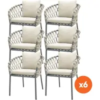 Van der Garde Tuinmeubelen Set van 6 - Sara dining tuinstoelen - Rope/Antraciet