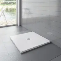 AICA 80x80x3cm Douchebak Diameter afvoergat 90 mm, ABS dekking,inclusief Sifon en 300-980mm flexibele aansluitslang