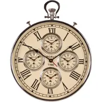 Baroque - Klok - Wereldklok 51 cm - Zilver - Rond - Staal/Aluminium - 51x40x7 - Aluminium