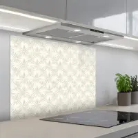KitchenYeah Spatscherm 80x60 cm - Zelfklevende achterwand Patroon - Bloemen - Beige - Keuken muurbeschermer - Spatwand fornuis